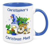 Personalised Christmas Gnome Mug - Blue, Custom Christmas Funny Gift Present Novelty Gift for Mum Dad Friend Sister Brother Grandparents Gift for Him Her Secret Santa Office Quotes Coffee Mug (2)