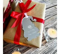 Personalised Christmas Gonk Gift Tag, Silver Mirror Acrylic Label, Novelty Festive Wrapping Accessory, Custom Holiday Present Tag