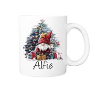Personalised Christmas Gonk Mug with Name - Cute Santa Gnome & Christmas Tree Coffee Cup, Festive Hot Chocolate Mug, Customised Xmas Gift, Stocking Filler, Secret Santa Present