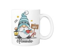 Personalised Christmas Gonk Mug with Name - Cute Winter Gnome Coffee & Hot Chocolate Cup, Customised Festive Gift for Him, Stocking Filler, Secret Santa Present, Novelty Xmas Mug