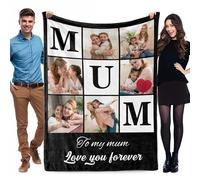 Personalised Christmas Ideas Gifts for Mum Women from Daughter, Personalised Photo Blanket for Adult, Customised Blanket with Picture Text, Custom Blanekt, Mothers Day, Birthday Presents for Mother