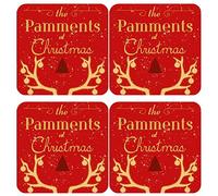Personalised Christmas MDF Coaster "the Names at Christmas" Set of 4