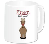 Personalised Christmas Mug- Christmas Rudolph Reindeer Mug- Any Name/ Message