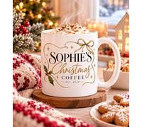 Personalised Christmas Mug, Sophie's Christmas Coffee 11oz Mug, Elegant Gold and Black Festive Coffee Cup, Christmas Gift for Women, Personalised Holiday Gift