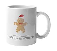 Personalised Christmas Mugs Gingerbread Man - Custom Any Name Coffee & Tea Cup Gift - Perfect Present for Friends, Family, Teachers & Colleagues