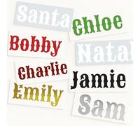 Personalised Christmas Name Sticker - Font 5: Vintage Festive Custom Name Label for Gift Boxes, Tags & Decorations | Bold Christmas Font