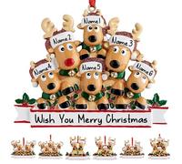 Personalised Christmas Ornaments 2023 Deer Head Custom Christmas Tree Decorations Family of 2/3/4/5/6/7/8 Xmas Memory Hanging Pendant Gifts Family of 6