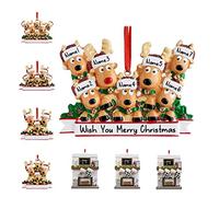 Personalised Christmas Ornaments 2023 Reindeer Family of 2/3/4/5/6/7/8 Deer Custom Christmas Ornaments with Names Customised New Year Keepsake Christmas Tree Decorations(Family of 7)