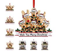 Personalised Christmas Ornaments 2023 Reindeer Family of 2/3/4/5/6/7/8 Deer Custom Christmas Ornaments with Names Customised New Year Keepsake Christmas Tree Decorations(Family of 6)