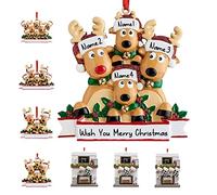 Personalised Christmas Ornaments 2023 Reindeer Family of 2/3/4/5/6/7/8 Deer Custom Christmas Ornaments with Names Customised New Year Keepsake Christmas Tree Decorations(Family of 4)