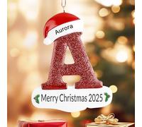 Personalised Christmas Ornaments 2025 Custom Letter DIY Hanging Ornament with Name/Text, Resin 3D Xmas Tree Decoration Pendant for Family Friends (A-Z Letter)