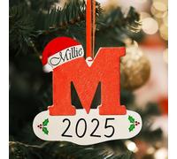 Personalised Christmas Ornaments 2025 - Customised A-Z Christmas Letter Ornaments Hanging Xmas Tree Decoration with Family and Pets Names, Custom for Mom Dad Kids Friends Family