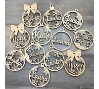 Personalised Christmas Ornaments, Custom Any Name Wooden Xmas Tree Decoration Hanging Bauble, Wood Tags, Christmas Snowflake Ball Gifts, New Year's Decor, Christmas Balls Tree Decorations