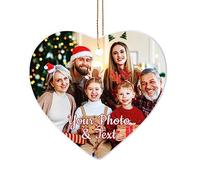 Personalised Christmas Ornaments, Custom Ceramic Ornaments with Picture Text, Christmas Baubles for Family Hanging Decoration Xmas Gifts