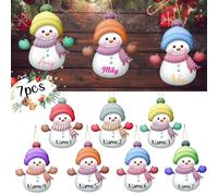 Personalised Christmas Ornaments Custom Name Snowman Ornament Customized Family Names Xmas Hanging Tree Decoration 7PCS (3.15IN/8CM)