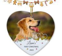 Personalised Christmas Ornaments, Custom Pet Photo Decorations, Dog Lovers Present, First Christmas Decorations 2024 - New Pet Owner's (Heart)