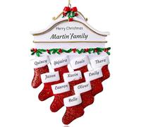 Personalised Christmas Ornaments Family of 10 - Polyresin Stocking Christmas Tree Family Ornament - Custom Family Christmas Ornaments 2024 - Gifts for Mom, Dad, Kids, Grandma, Grandpa