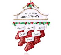 Personalised Christmas Ornaments Family of 6- Polyresin Stocking Christmas Tree Family Ornament - Custom Family Christmas Ornaments 2024 - Gifts for Mom, Dad, Kids, Grandma, Grandpa
