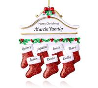 Personalised Christmas Ornaments Family of 7 - Polyresin Stocking Christmas Tree Family Ornament - Custom Family Christmas Ornaments 2024 - Gifts for Mom, Dad, Kids, Grandma, Grandpa