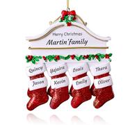 Personalised Christmas Ornaments Family of 8 - Polyresin Stocking Christmas Tree Family Ornament - Custom Family Christmas Ornaments 2024 - Gifts for Mom, Dad, Kids, Grandma, Grandpa