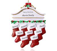Personalised Christmas Ornaments Family of 9 - Polyresin Stocking Christmas Tree Family Ornament - Custom Family Christmas Ornaments 2024 - Gifts for Mom, Dad, Kids, Grandma, Grandpa