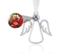Personalised Christmas Ornaments with Picture Inside Angel Photo Projection Ornament Customised Picture Bauble Memorial Hanging Ornaments for Christmas Tree
