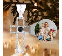 Personalised Christmas Ornaments with Picture Inside, Photo Projection Ornament, Picture Ornaments for Christmas Tree, Snowflake Photo Ornament, Custom Dog Paw Ornaments with Pictures for Family