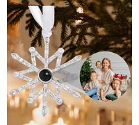 Personalised Christmas Ornaments with Picture Inside, Photo Projection Ornament, Picture Ornaments for Christmas Tree, Snowflake Photo Ornament, Custom Dog Paw Ornaments with Pictures for Family
