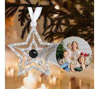 Personalised Christmas Ornaments with Picture Inside, Photo Projection Ornament, Picture Ornaments for Christmas Tree, Snowflake Photo Ornament, Custom Dog Paw Ornaments with Pictures for Family