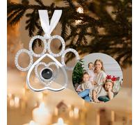 Personalised Christmas Ornaments with Picture Inside, Photo Projection Ornament, Picture Ornaments for Christmas Tree, Snowflake Photo Ornament, Custom Dog Paw Ornaments with Pictures for Family