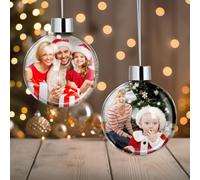 Personalised Christmas Photo Ball - Double-Sided Custom Pictures Baubles 2024 for Tree Decorations, Ornaments, Xmas Gifts for Mom, Dad, Pets, Kids, Friends