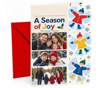 Personalised Christmas Photo Card - A Season of Joy | Large A5 Size; Bring 3 favourite memories together with your names; add an optional message inside