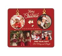 Personalised Christmas Photo Mouse Mat Gifts for Family Girls, Funny Red Non-slip Mouse Pad Desk Mat with Collage Pictures/Text, Design Mouse Pads Gifts for Friends Father Mother Classmates