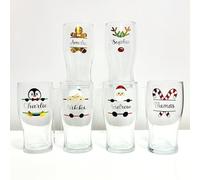 Personalised Christmas Pint/Beer/Lager Glass, Novelty Secret Santa, Festive Funny Gifts for Her Him Women Men, Work Bestie, Xmas Stocking Filler, Penguin, Elf, Snowman, Gingerbread Man Reindeer