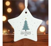 Personalised Christmas Porcelain Hanging Star | Custom Tree Ornament Decoration