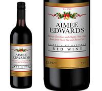 Personalised Christmas Red Wine 75cl with FREE Gold Gift Box. A Stunning Christmas Wine Gift with Any Name & Message.