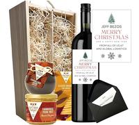 Personalised Christmas Red Wine Hamper - Custom Malbec 75cl, Paté & Chutney - Luxury Food Gift Set for Him, Her, & Corporate Clients