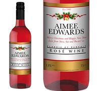 Personalised Christmas Rosé Wine 75cl with FREE Gold Gift Box. A Stunning Christmas Wine Gift with Any Name & Message