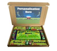 Personalised Christmas Rugby chocolate box with wrappers