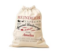 Personalised Christmas Sack Large 70cm Reindeer Sack with Name Santa Sack Gift Present Bag