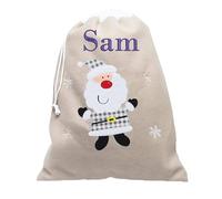 Personalised Christmas Sack Santa, Penguin, Snowman & Rudolph the Reindeer Grey Xmas Sacks Sentimental Keepsake Gift Christmas Decoration Large Jumbo Classic Sack Embroidered with Name (Santa)
