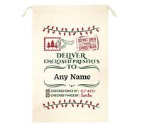 Personalised Christmas Santa Sack - Custom Any Name Kids Xmas Gift Bag - Secret Santa Present Stocking - Deliver Enclosed Present - XL (49.5 x 75cm)