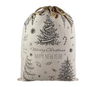 Personalised Christmas Santa Sack - Extra Large Stocking Gift Bag with Drawstrings for Xmas Presents - Christmas Trees
