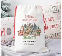 Personalised Christmas Santa Sack Small & Large Sizes Gift Presents Under Tree Toy Sack Santa & Elves Reindeer Woodland