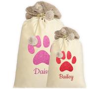 Personalised Christmas Santa Stocking Velvet Sack with Luxury Fur Trim - Large Bag For Dog and Cats, Ideal for Christmas