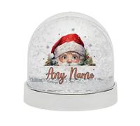 Personalised Christmas Santa With Name, festive Xmas Gift, Xmas Snow Globe Dome Glitter Shaker. (Silver)