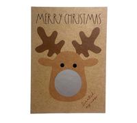 Personalised Christmas Scratch Card - Custom Message Reveal Gift | Reindeer Design | Fun Interactive Scratch-Off Christmas Card for Family, Friends, Kids & Adults (KRAFT)