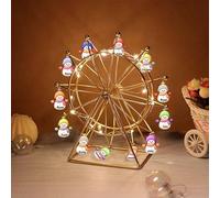 Personalised Christmas Snowman Ferris Wheel Light Custom 1-12 Name Metal Ferris Wheel Decor with Led Liaght Gifts for Family Couple Friend Birthday Christmas Party (Style 4)
