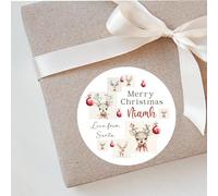 Personalised Christmas Stickers for Gift Wrapping Presents Tags Labels, Name Reindeer Stickers Children and Kids Stickers Cute Design, Reindeer Tags Reindeer Labels