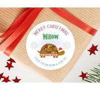 Personalised Christmas Stickers - Tortoise Lover - Family/Children's Custom Christmas Stickers - Gift Tags/Labels for Presents/Envelopes/Cards (12 Stickers x 65mm)
